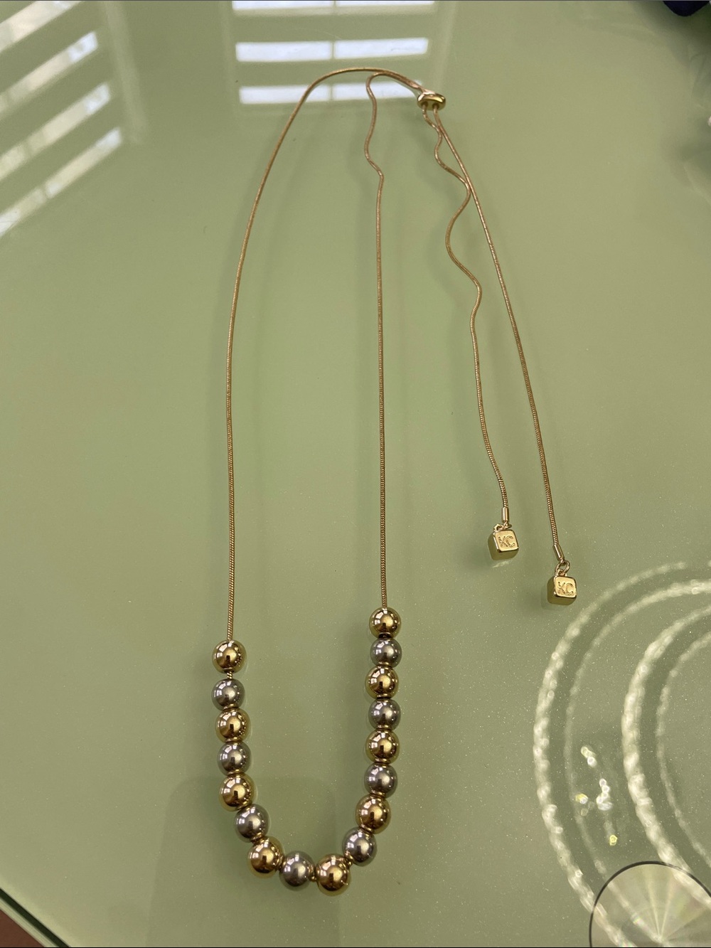 KC Collection Gold & Silver Beaded Slide Necklace